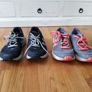 2 Pairs Under Armour youth sneakers